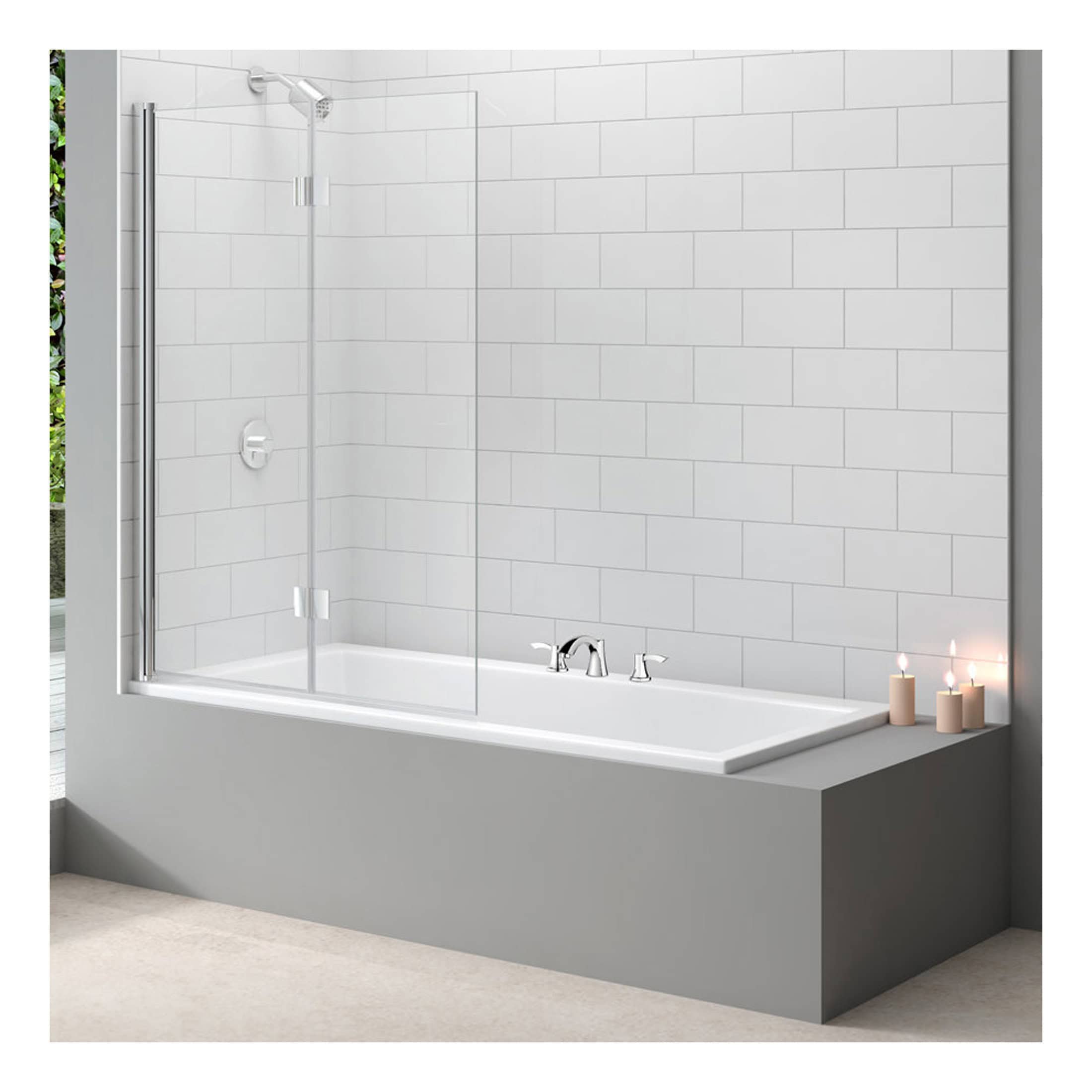 Sleek white bathtub with modern glass shower screen, ideal for contemporary bathroom remodels and stylish ensuite designs. Perfect for relaxing baths and efficient shower use.