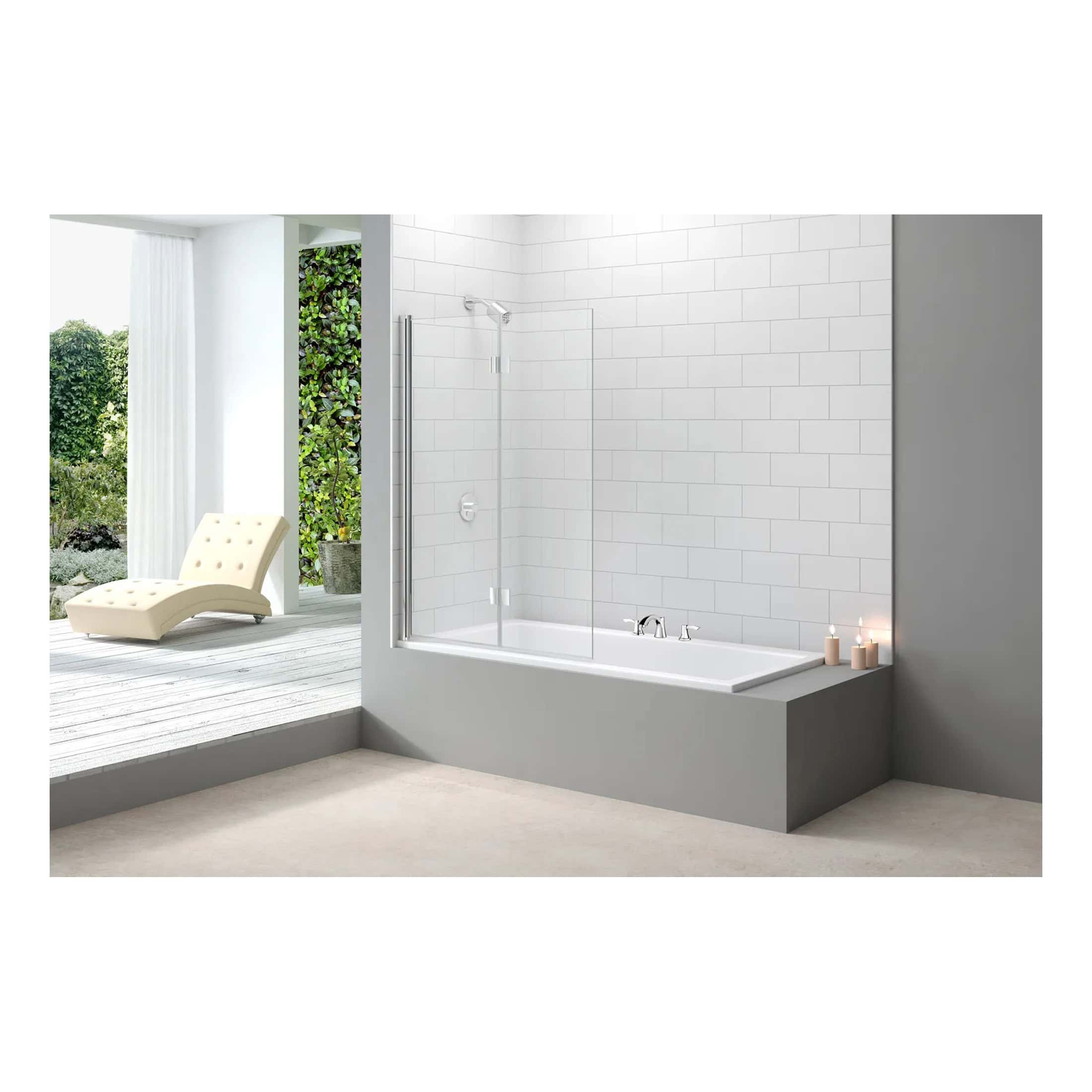 Luxurious modern bathroom with a built-in bathtub, glass shower enclosure, white tiled walls, and minimalist design, perfect for contemporary bathroom renovations.