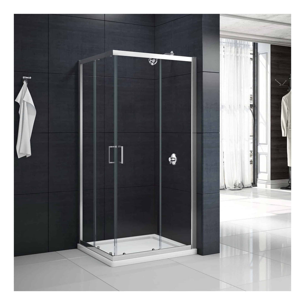 Sleek modern shower enclosure with glass doors in a contemporary bathroom setting for a stylish bathroom upgrade.