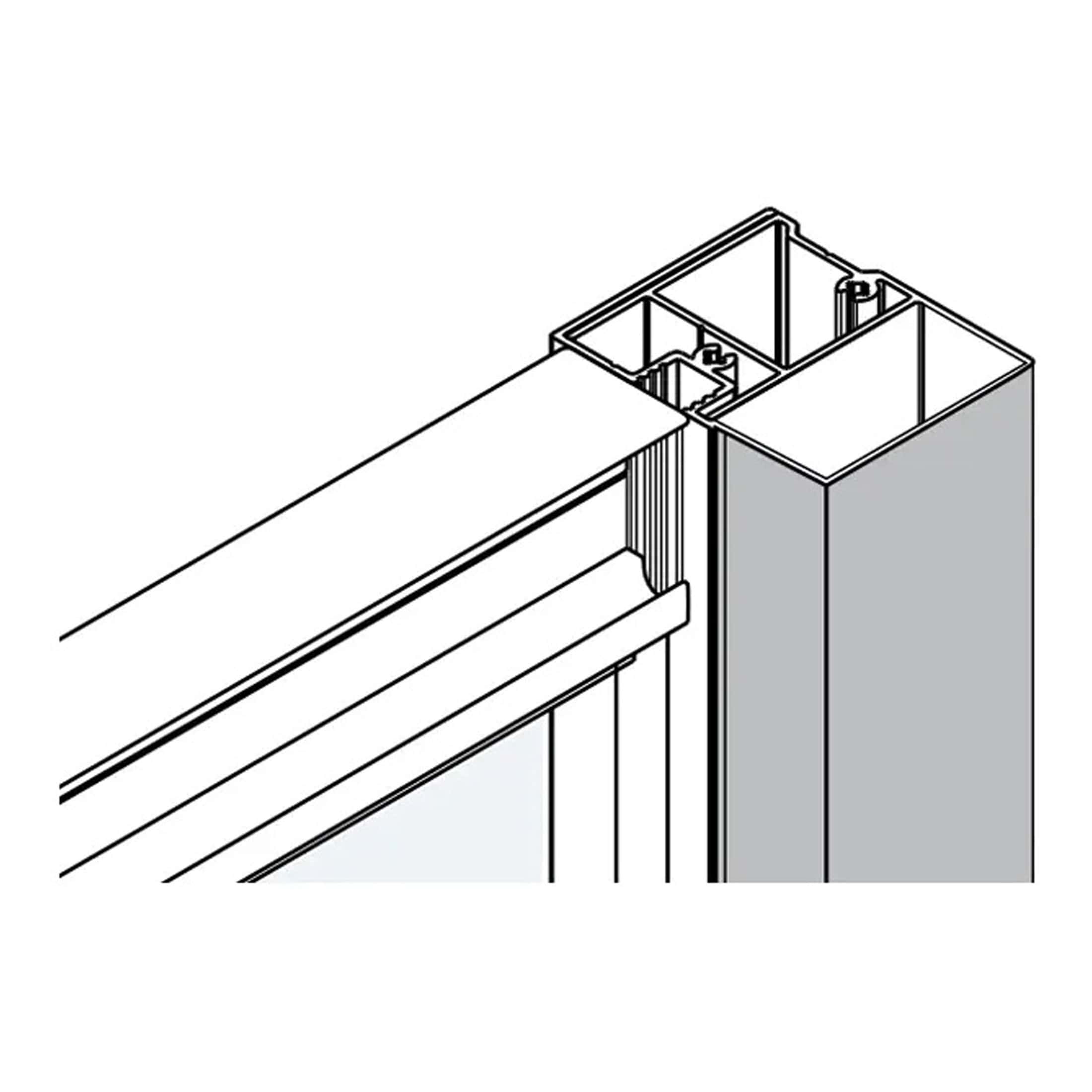 Aluminium window frame cross-section showing internal reinforcement and sealing components for durable bathroom installation.