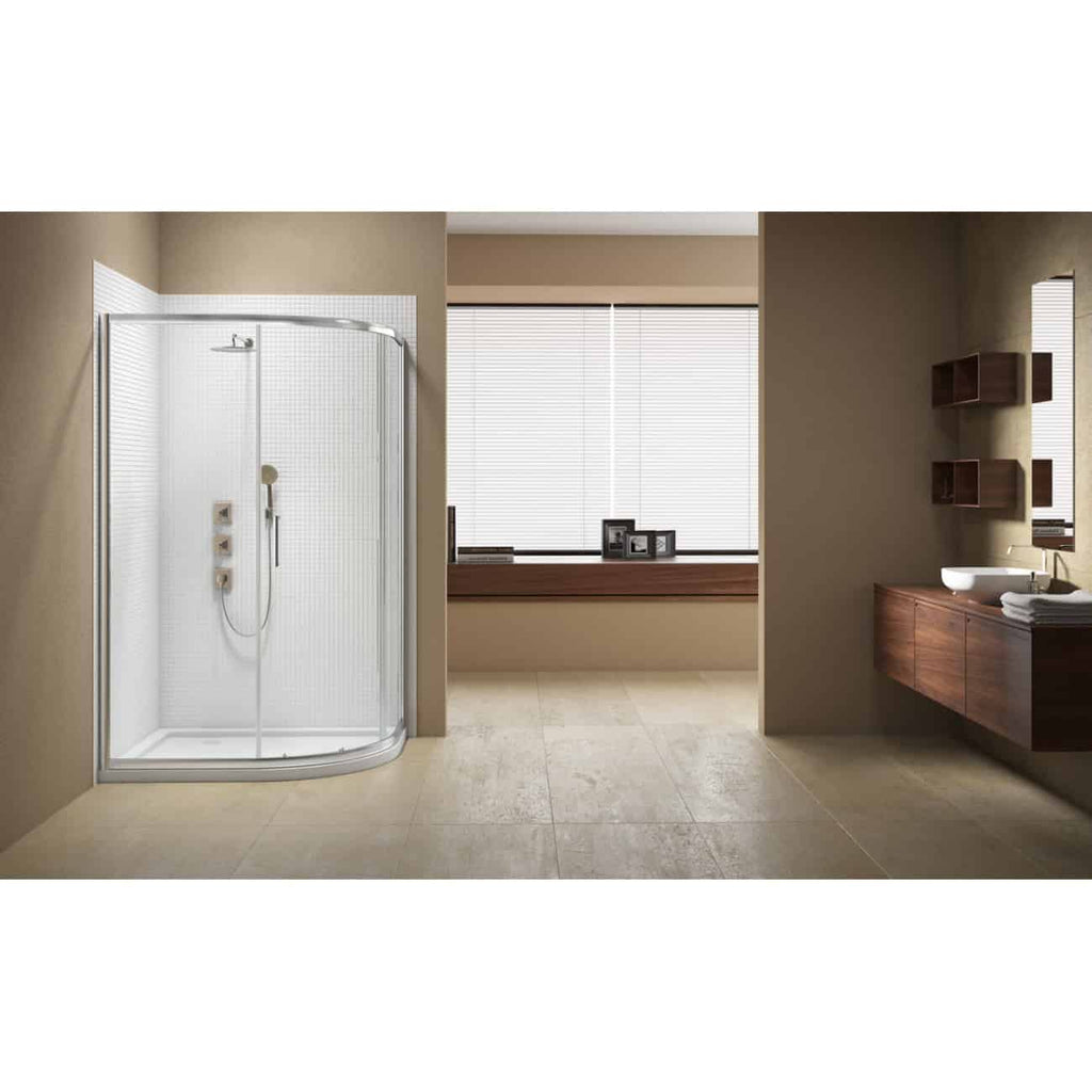 Merysa Vivid Sublime 1 Door Offset Quadrant Shower Enclosure - 8mm Glass - Polished Chrome