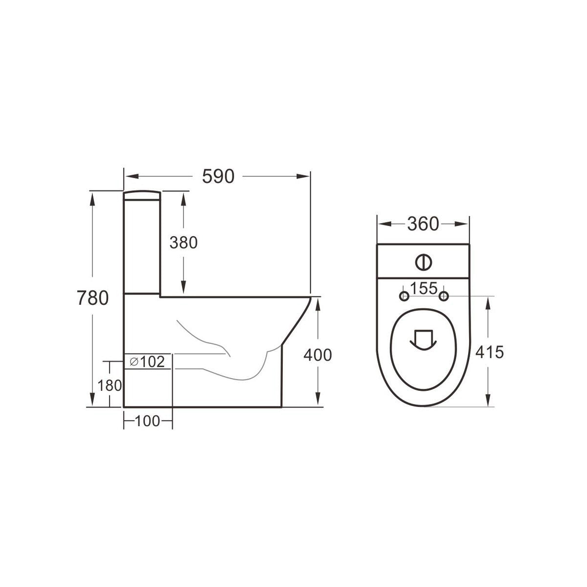 Scudo Middleton Rimless Close Coupled Toilet With Cistern & Soft Close Seat
