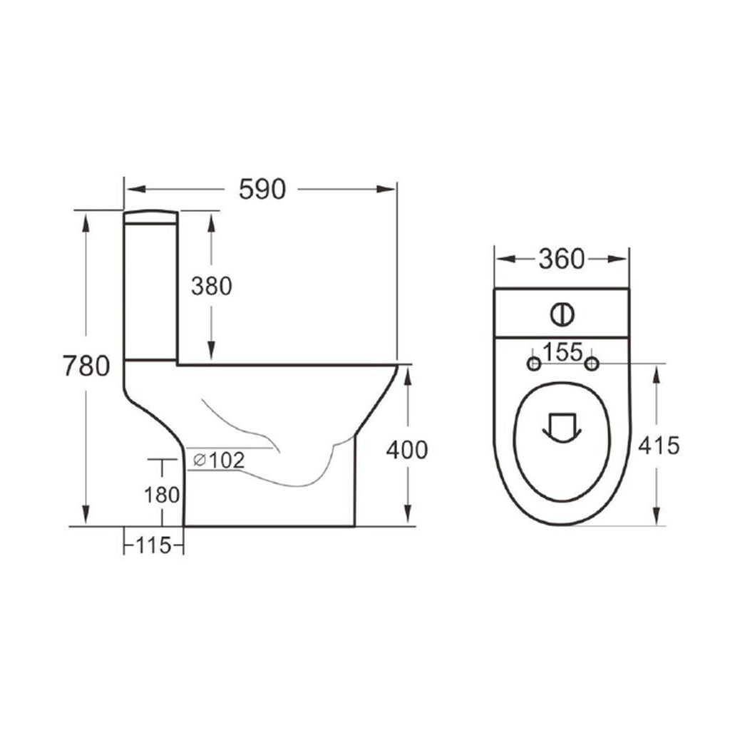 Scudo Middleton Rimless Close Coupled Toilet With Cistern & Soft Close Seat