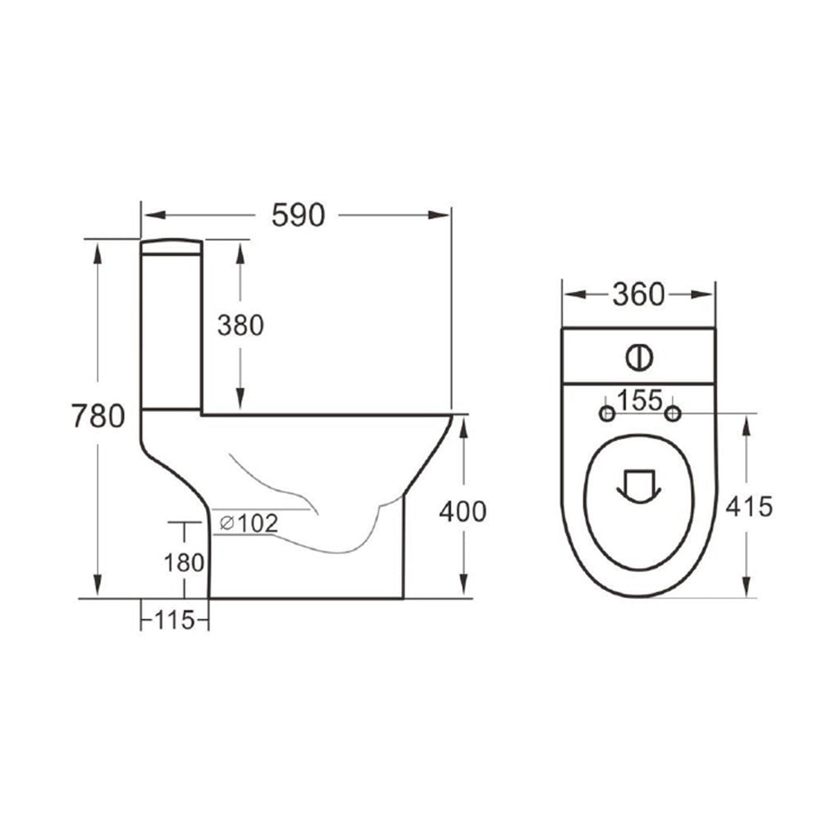 Scudo Middleton Rimless Close Coupled Toilet With Cistern & Soft Close Seat