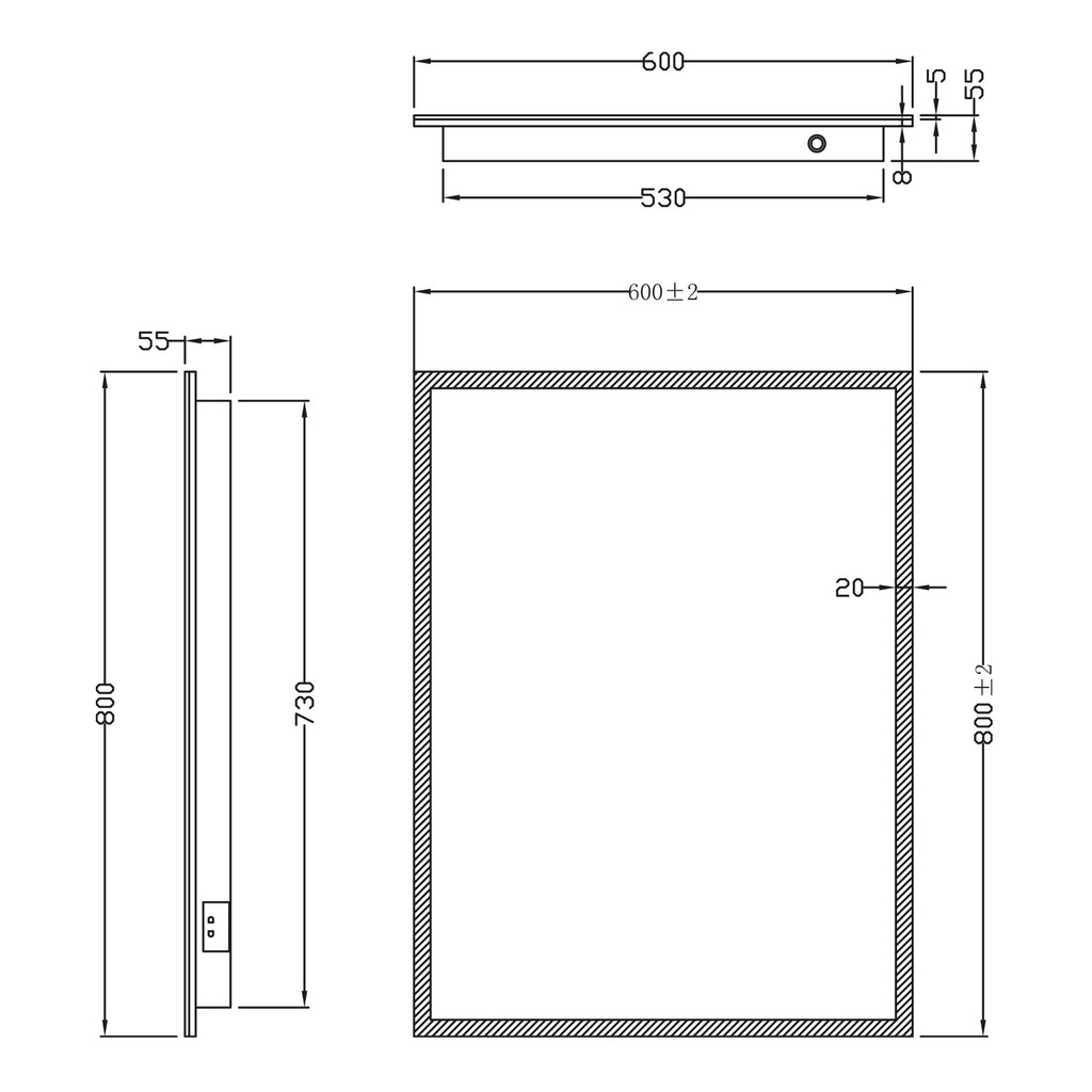 Scudo Mosca Led Mirror With Demister Pad And Shaver Socket
