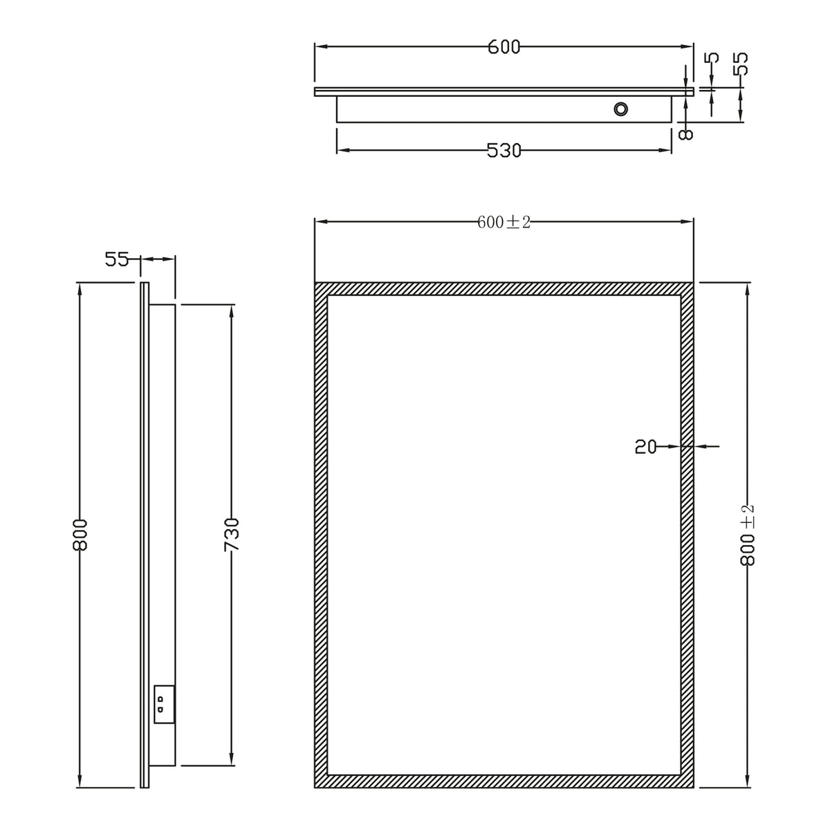 Scudo Mosca Led Mirror With Demister Pad And Shaver Socket