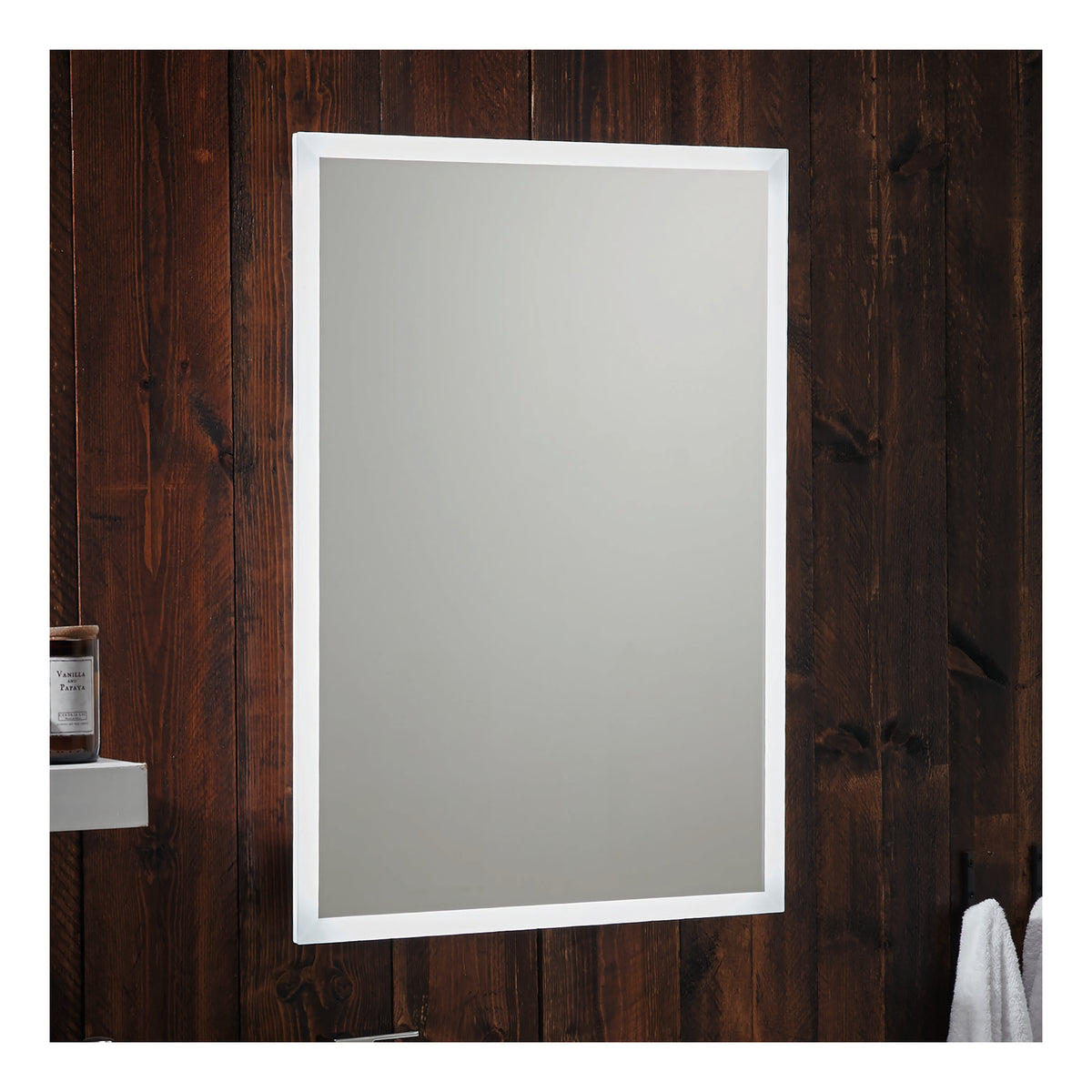 Scudo Mosca Led Mirror With Demister Pad And Shaver Socket And Bluetooth - 500mm X 700mm - lifestyle