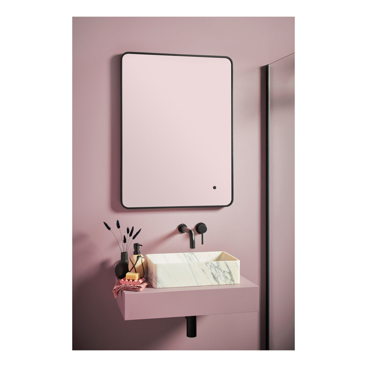 Scudo Alfie Black Soft Edge Led Mirror, 700mm x 500mm