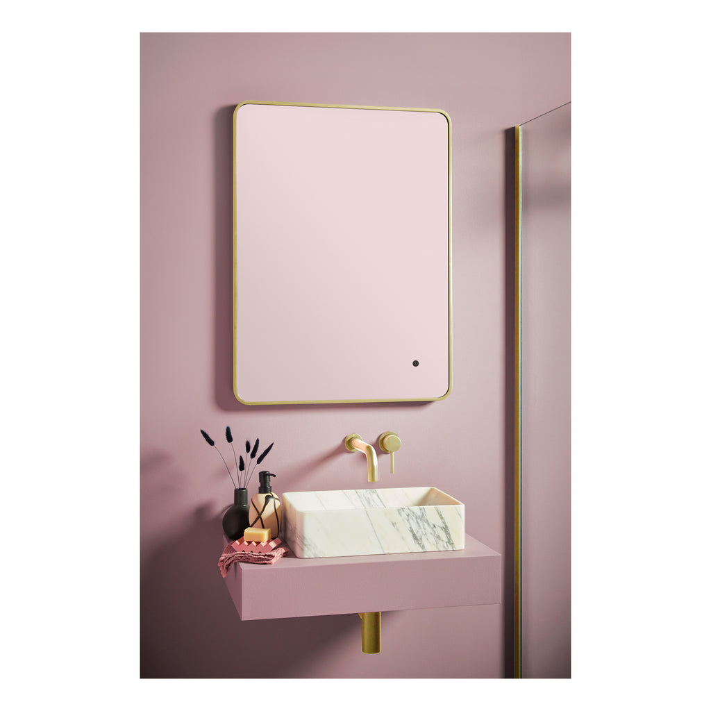 Scudo Alfie Brushed Brass Soft Edge Led Mirror, 700mm x 500mm
