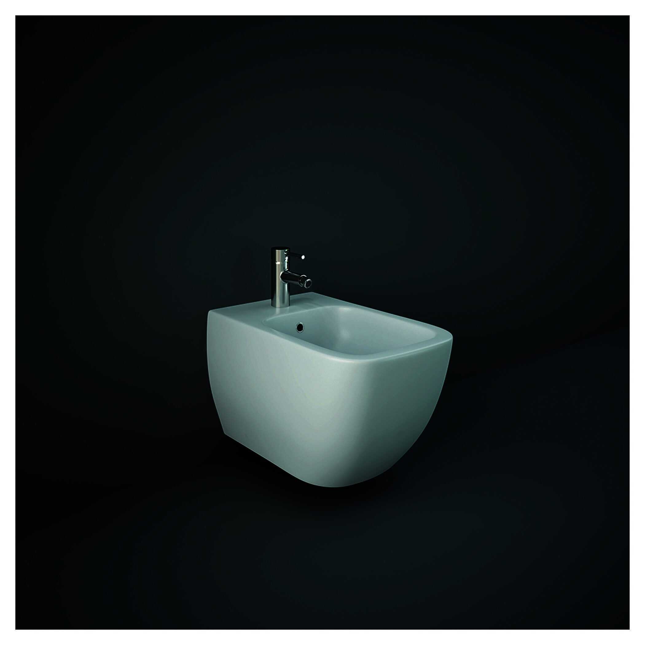 Modern white wall-mounted bidet with chrome faucet, minimalist design for contemporary bathrooms.