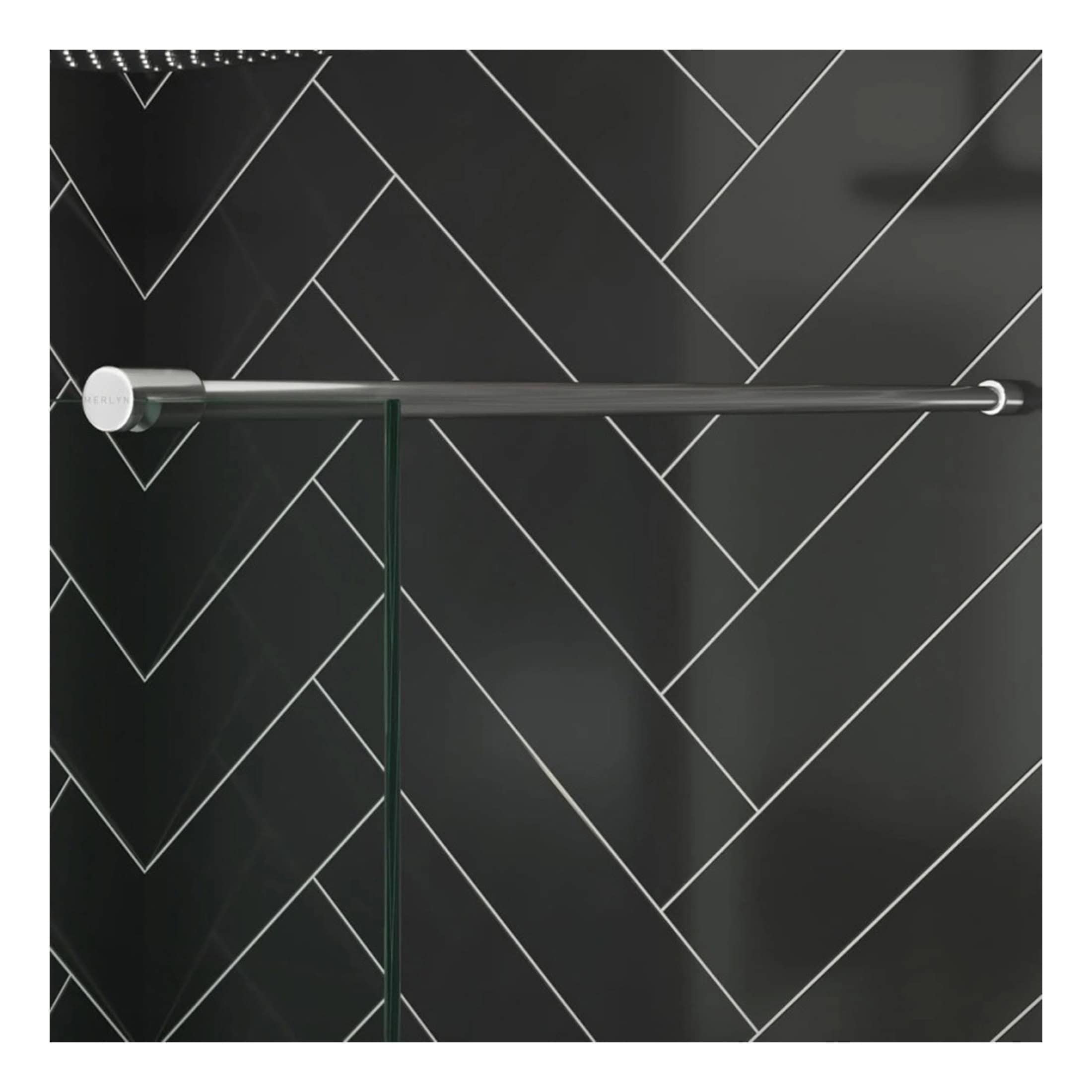 Sleek stainless steel bathroom towel rail against black tiled wall, modern bathroom accessories, stylish and functional towel storage, contemporary bathroom design, Bubly Bathrooms.
