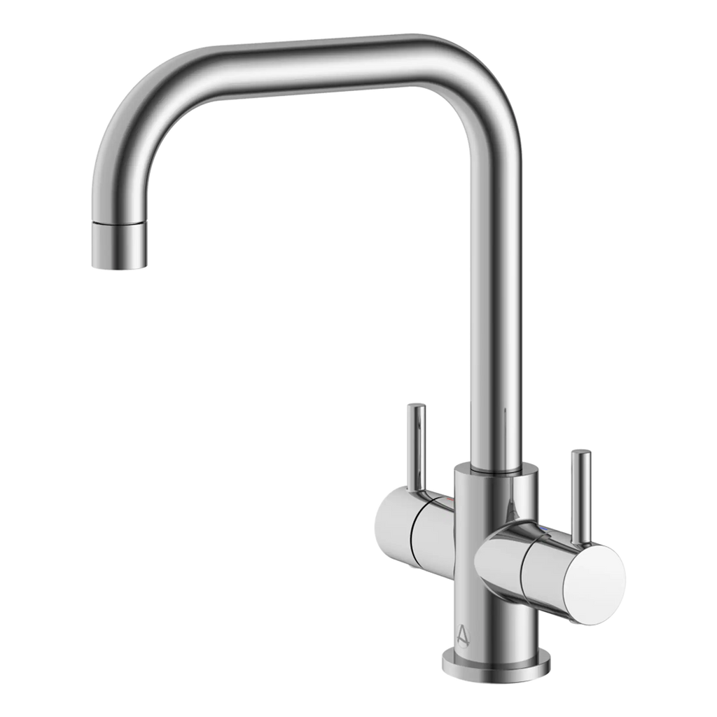 Sleek modern kitchen tap in polished chrome finish, ideal for contemporary bathrooms and kitchens. Durable and easy to clean, perfect for everyday use.