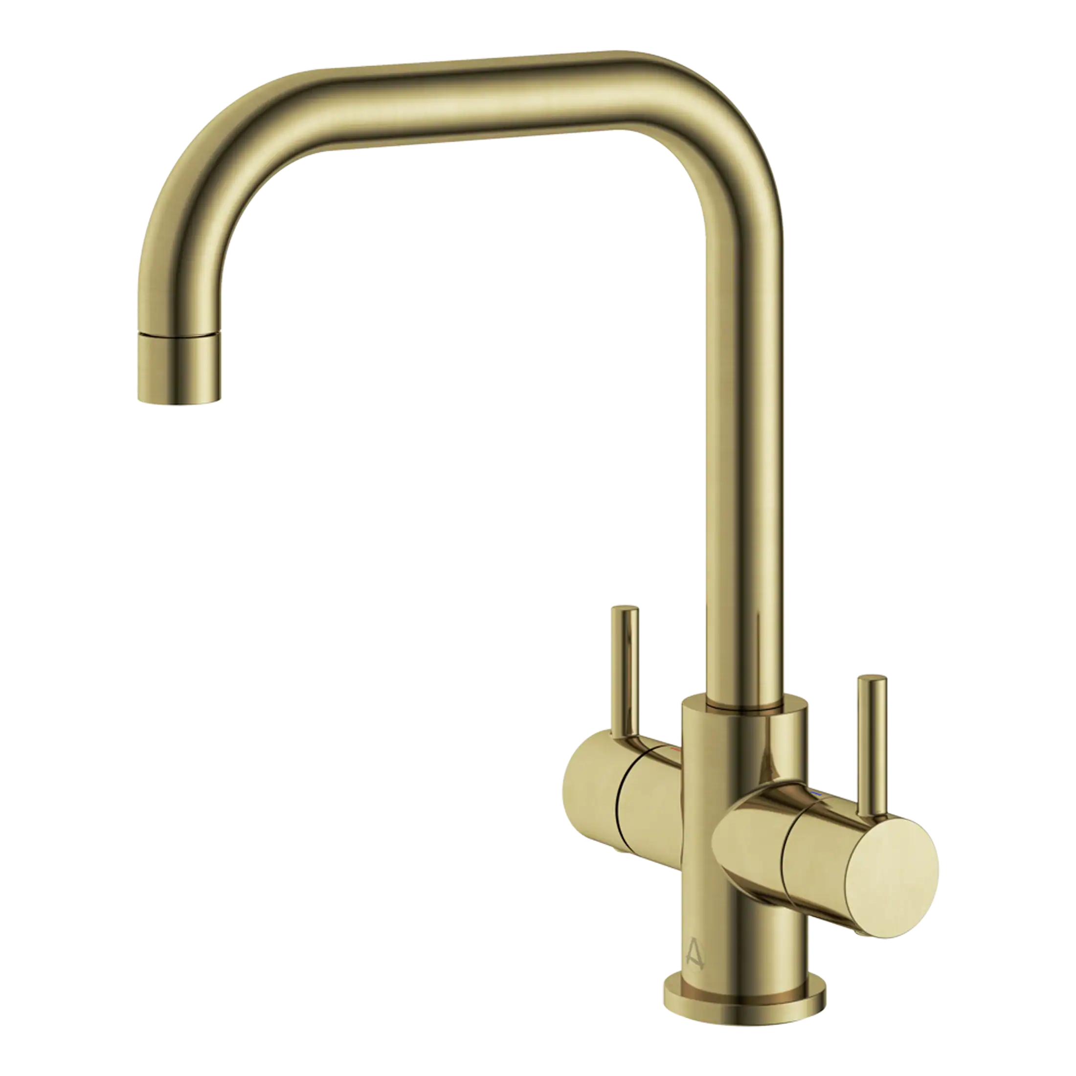 Sleek gold kitchen tap with modern design and high spout, perfect for contemporary bathroom or kitchen renovations. Durable finish suitable for everyday use.