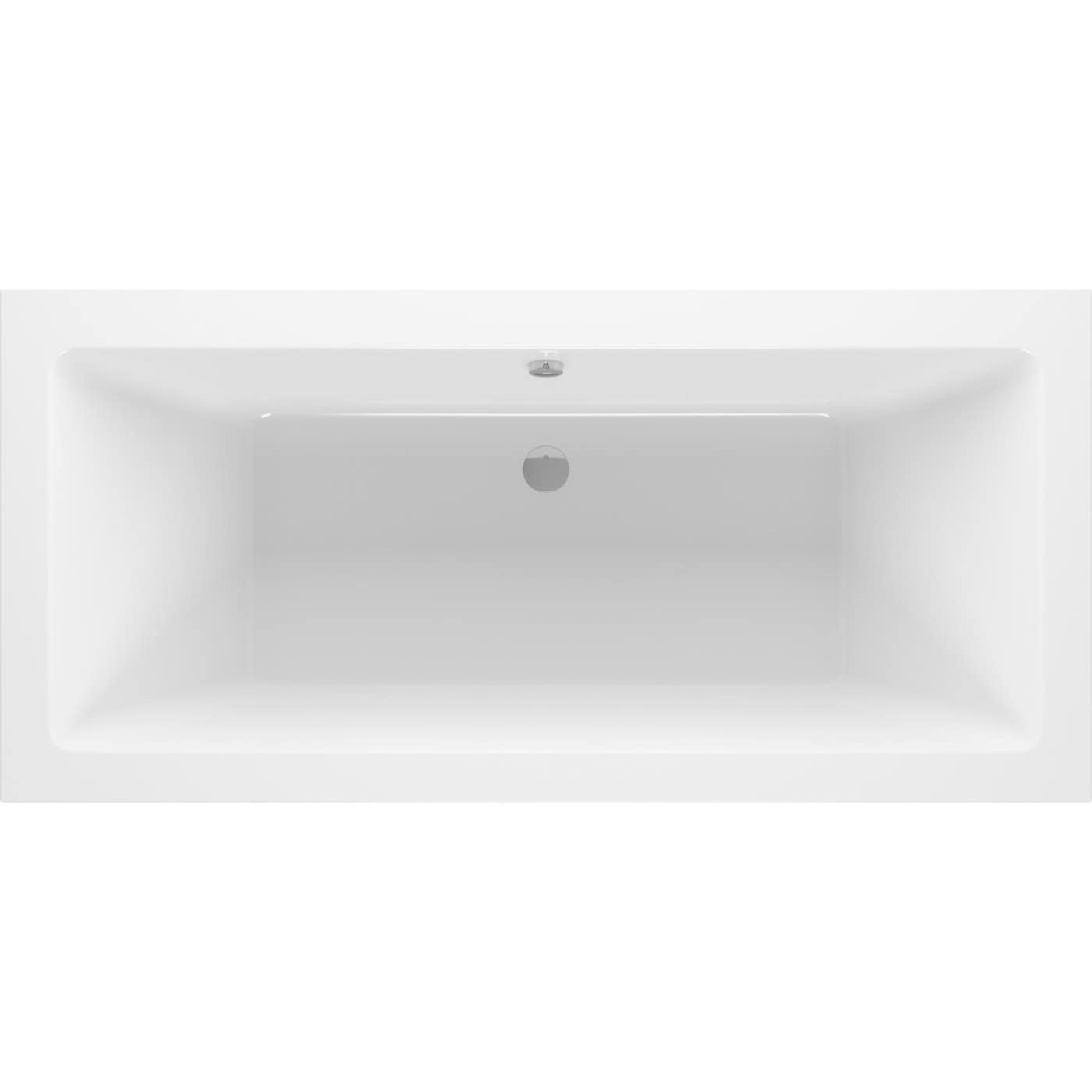 Sleek white rectangular bathtub with smooth contours, ideal for luxury bathrooms, featuring durable ceramic finish, integrated plug hole, and stylish design for modern bathroom interiors.