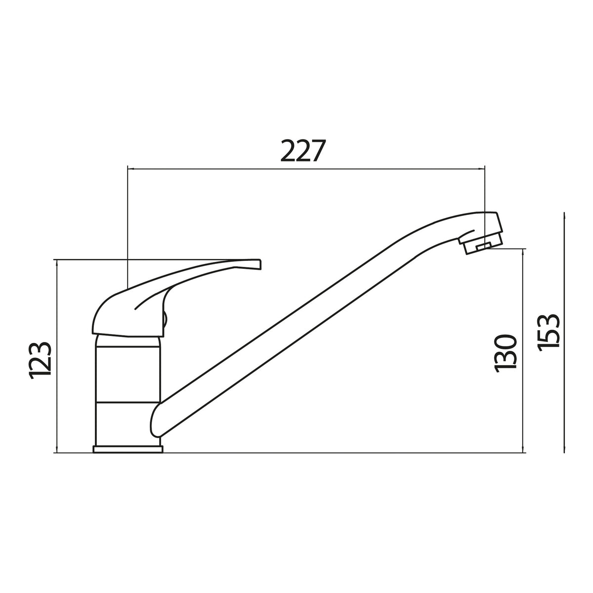 Scudo Aruba Kitchen Tap - technical drawing with dimensions