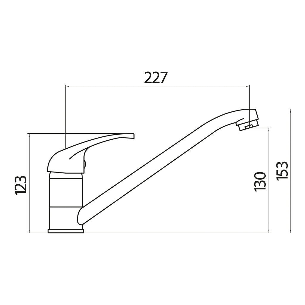 Scudo Aruba Kitchen Mixer Tap - technical drawing with dimensions