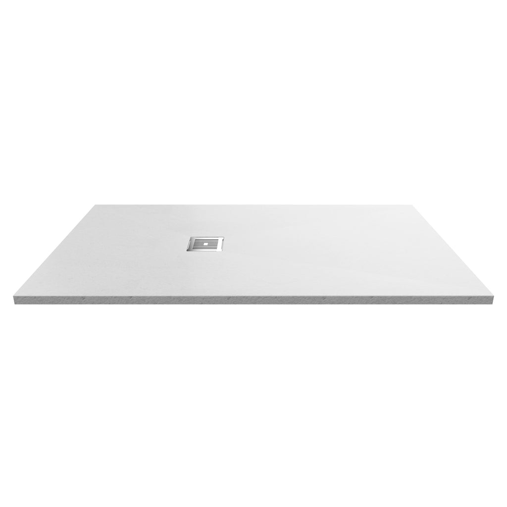 Modern white shower tray with built-in drain for stylish bathroom upgrade.