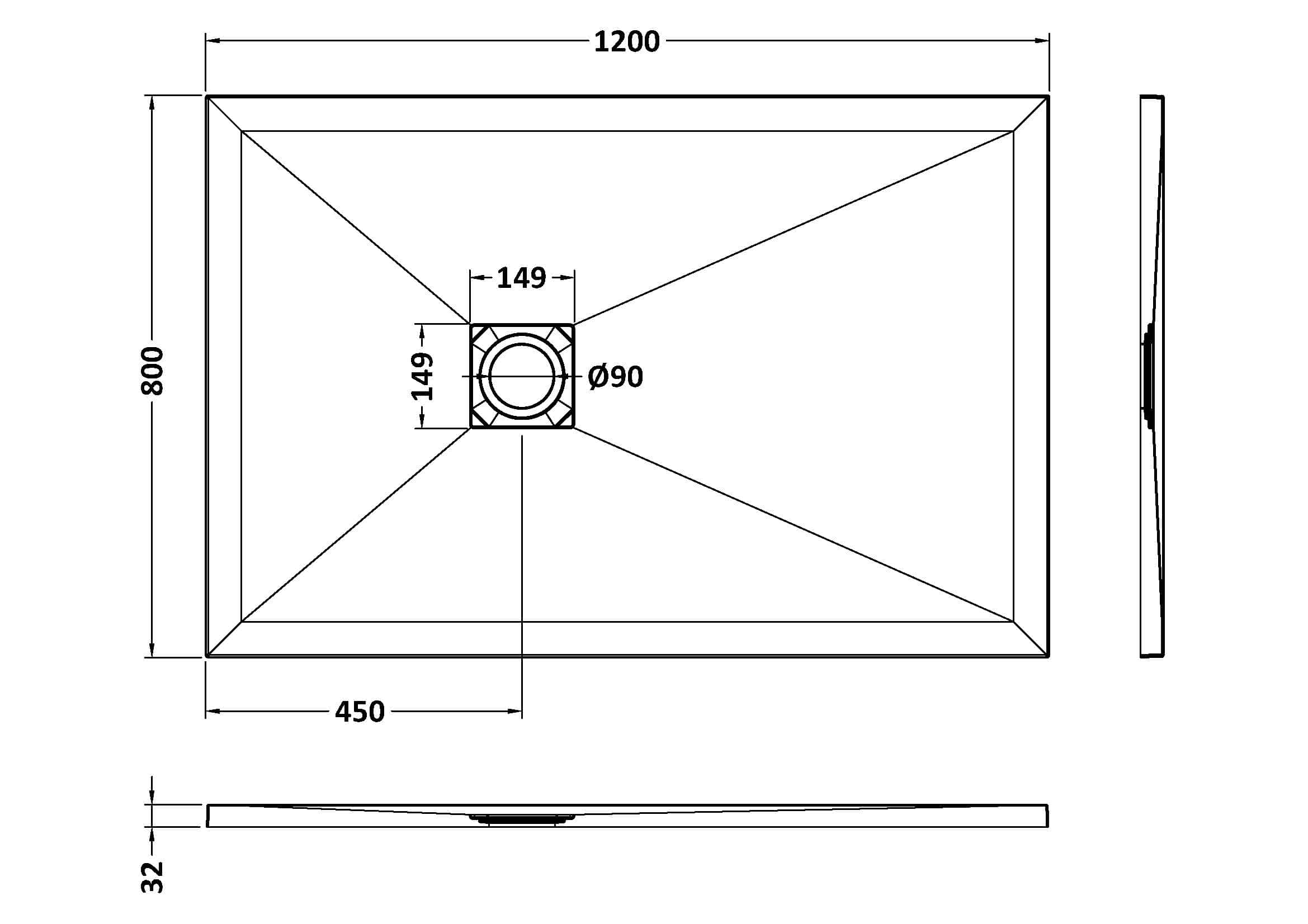 Sleek rectangular modern bathroom sink with detailed plumbing specifications and dimensions, ideal for contemporary bathroom design and renovation projects.