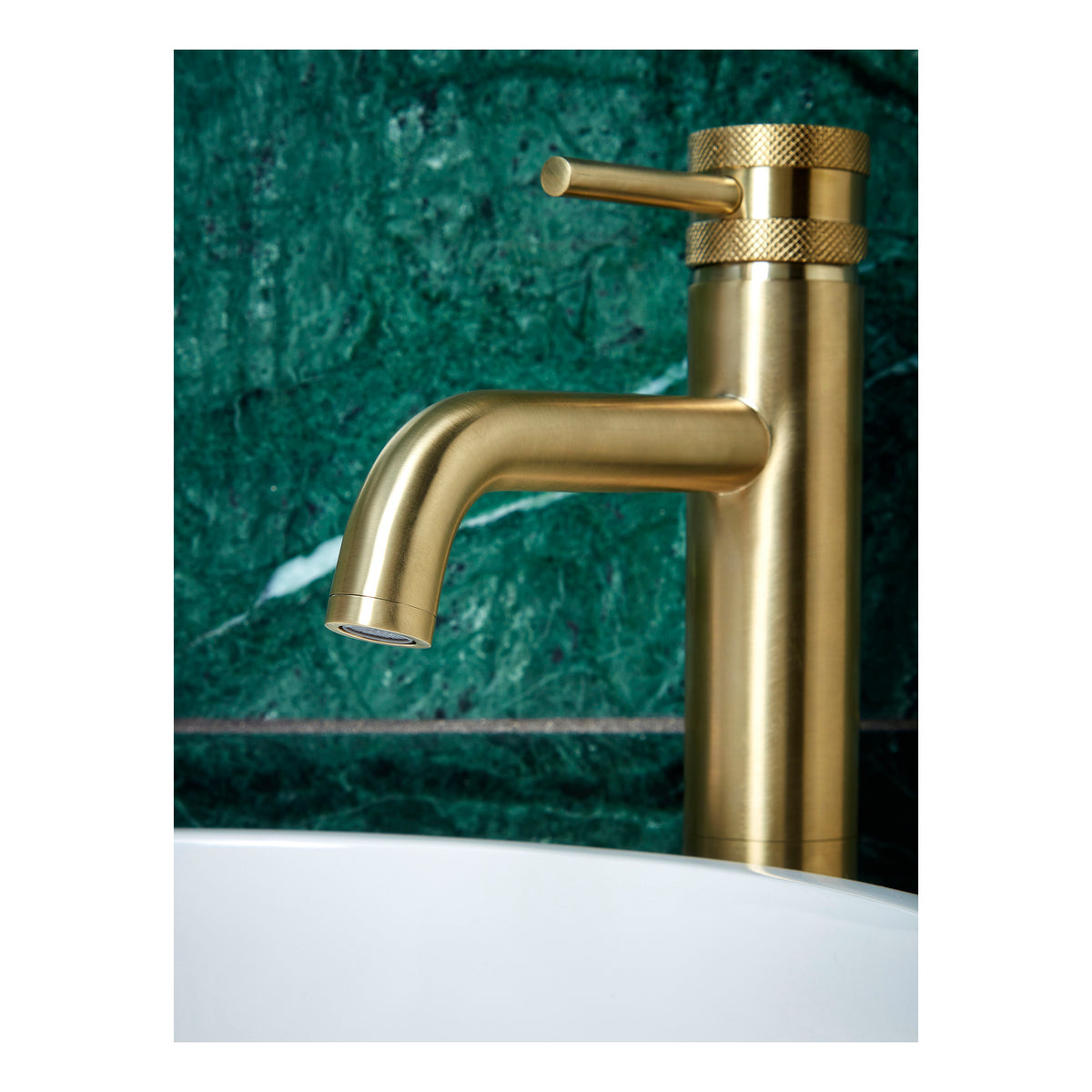 Scudo Core Tall Mono Basin Mixer Tap, Brushed Brass - detail