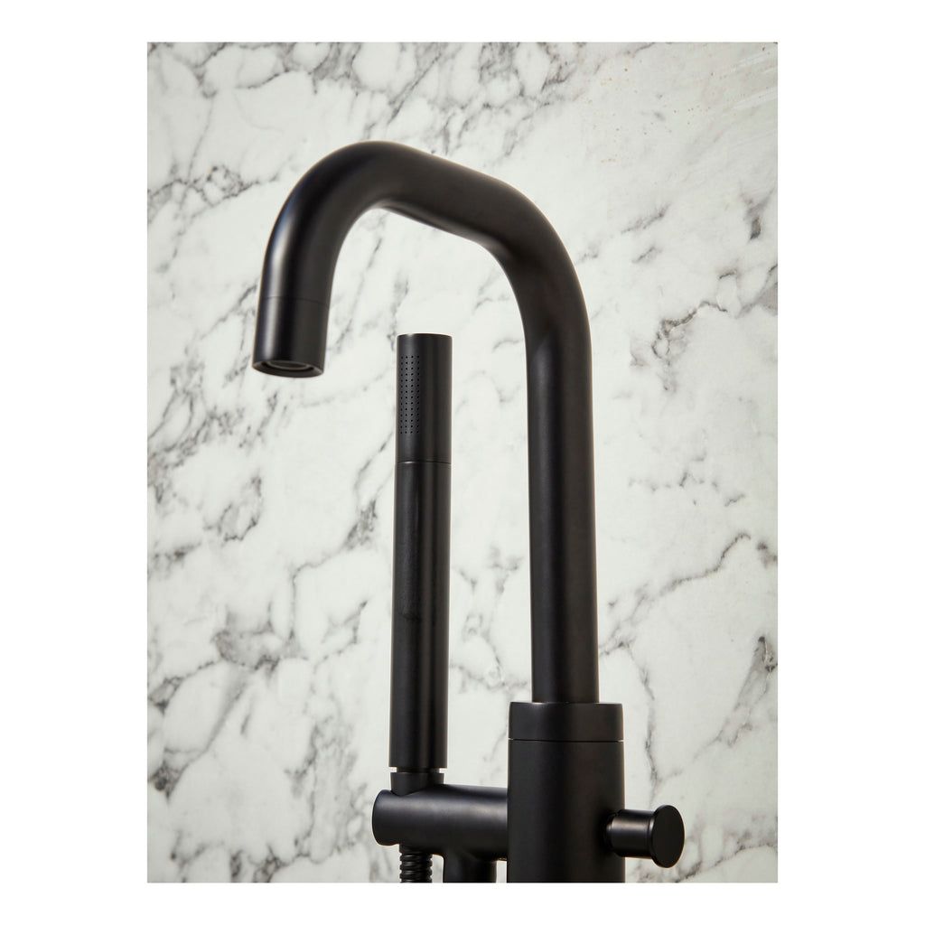Scudo Core Freestanding Bath Shower Mixer Tap, Matt Black - detail