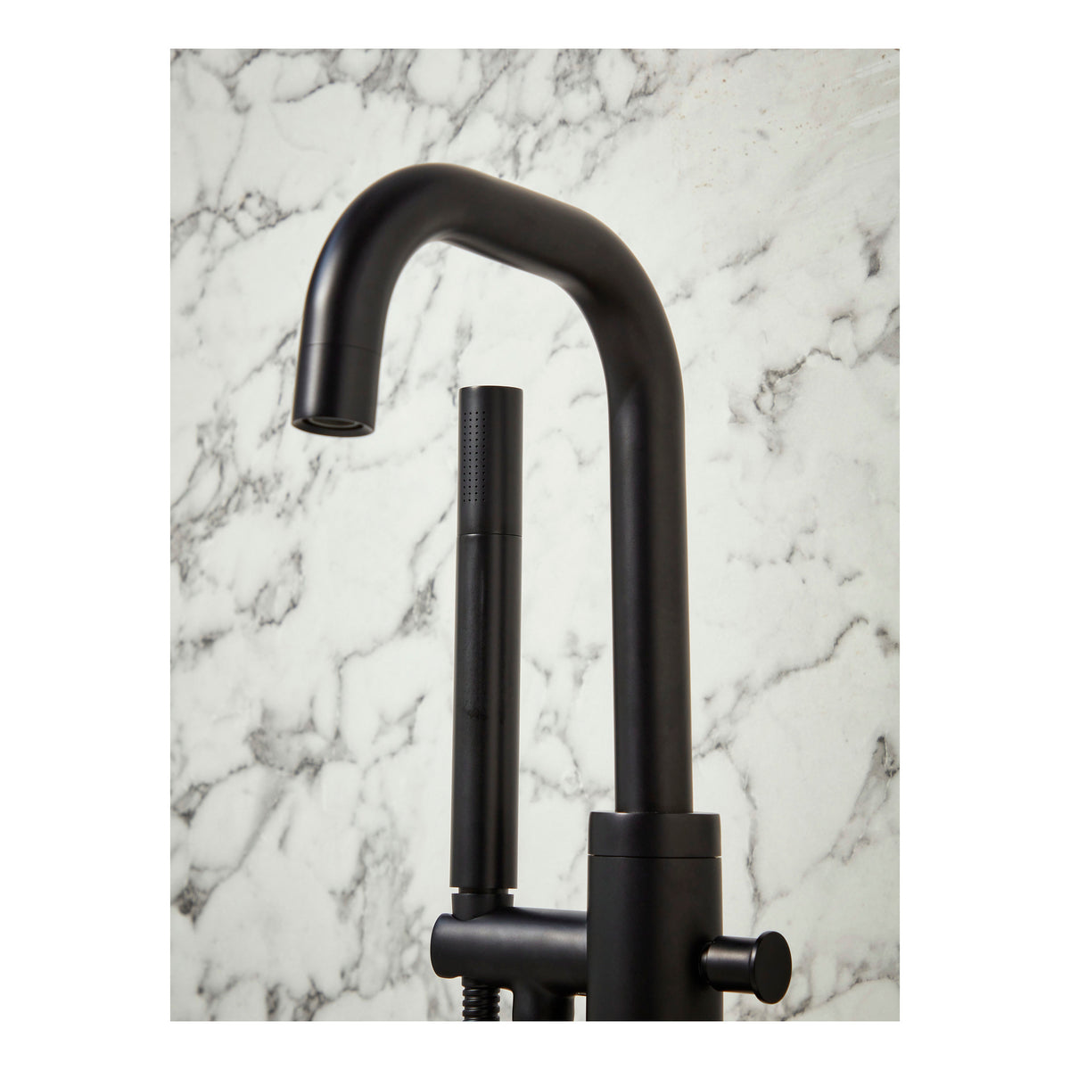 Scudo Core Freestanding Bath Shower Mixer Tap, Matt Black - detail