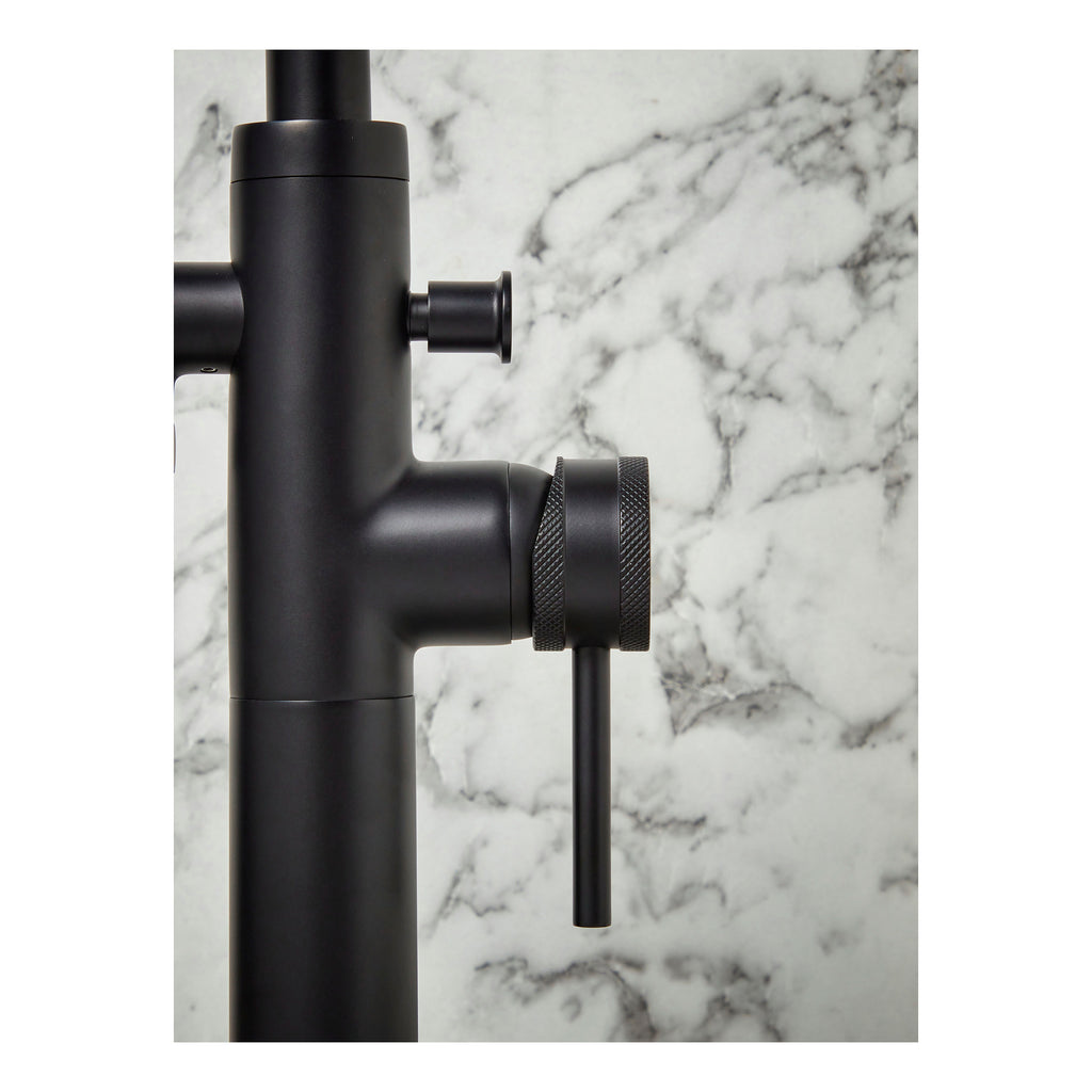Scudo Core Freestanding Bath Shower Mixer Tap, Matt Black - detail