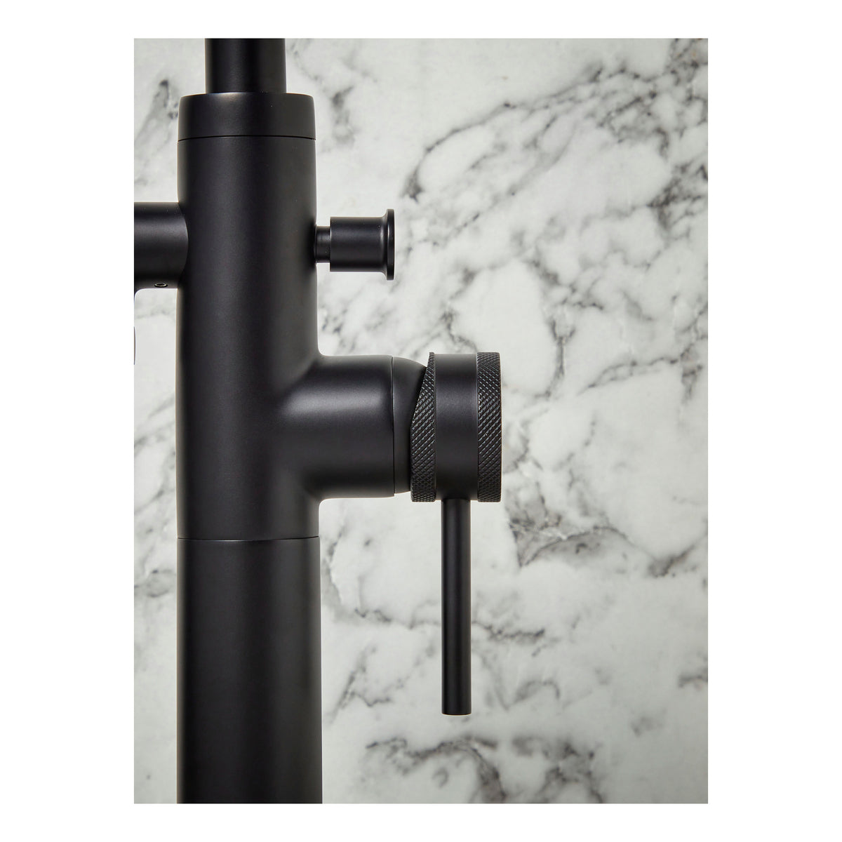 Scudo Core Freestanding Bath Shower Mixer Tap, Matt Black - detail
