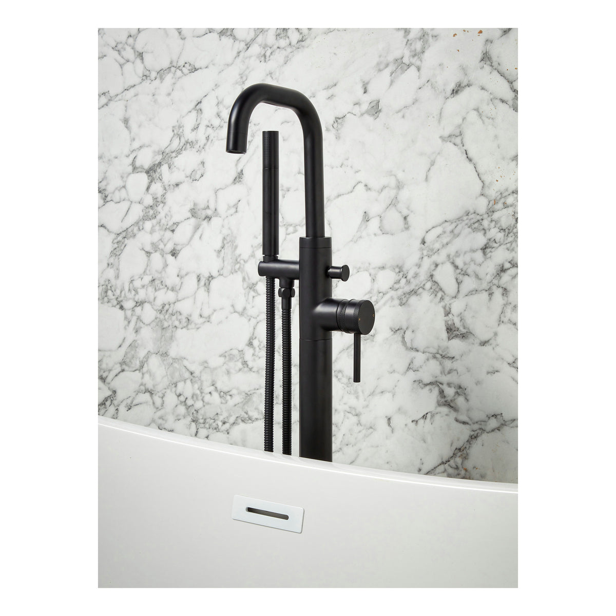 Scudo Core Freestanding Bath Shower Mixer Tap, Matt Black