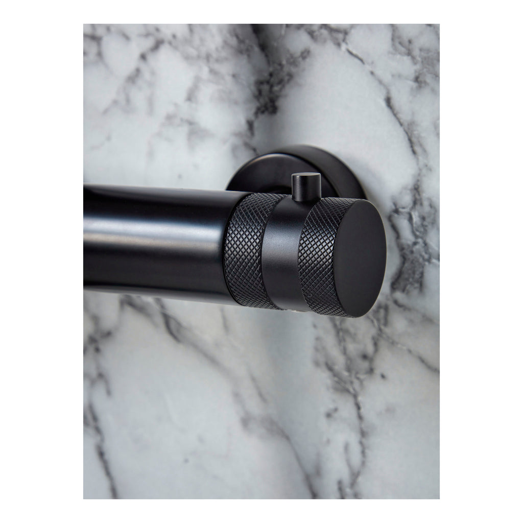 Scudo Core Round Rigid Riser Shower Kit, Matt Black - detail