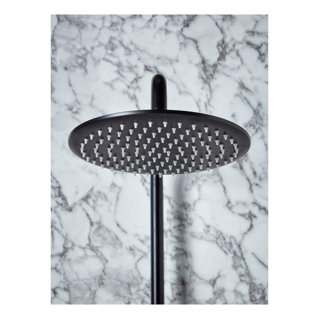 Scudo Core Round Rigid Riser Shower Kit, Matt Black - detail