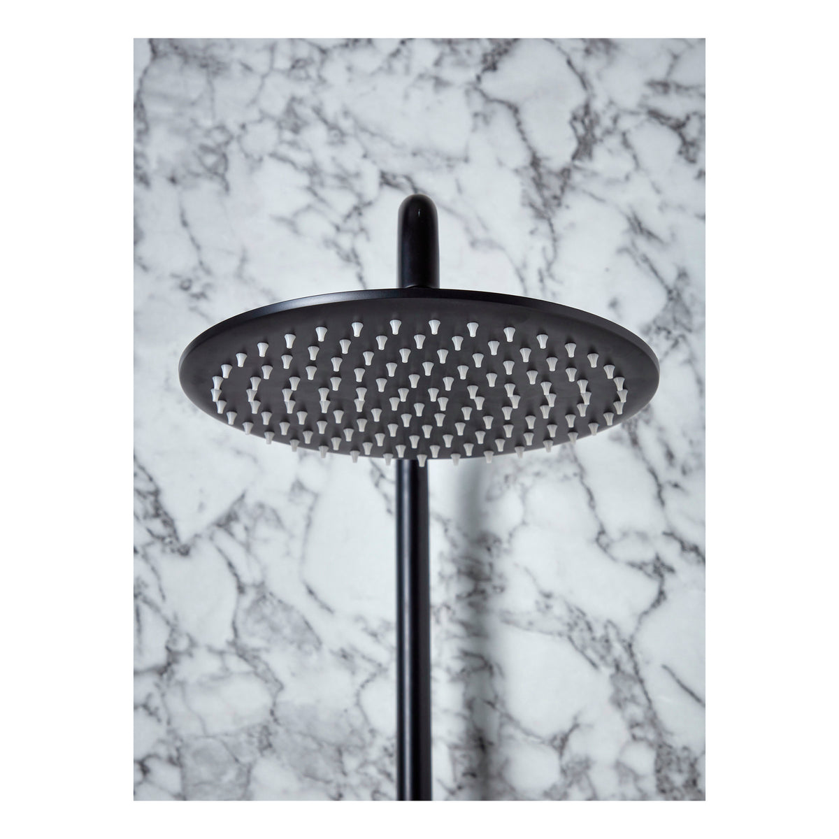 Scudo Core Round Rigid Riser Shower Kit, Matt Black - detail