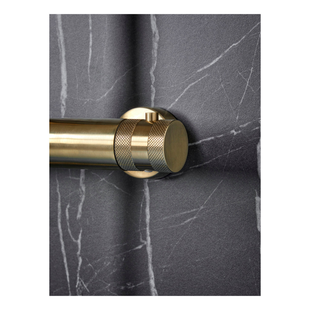 Scudo Core Round Rigid Riser Shower Kit, Brushed Brass - detail