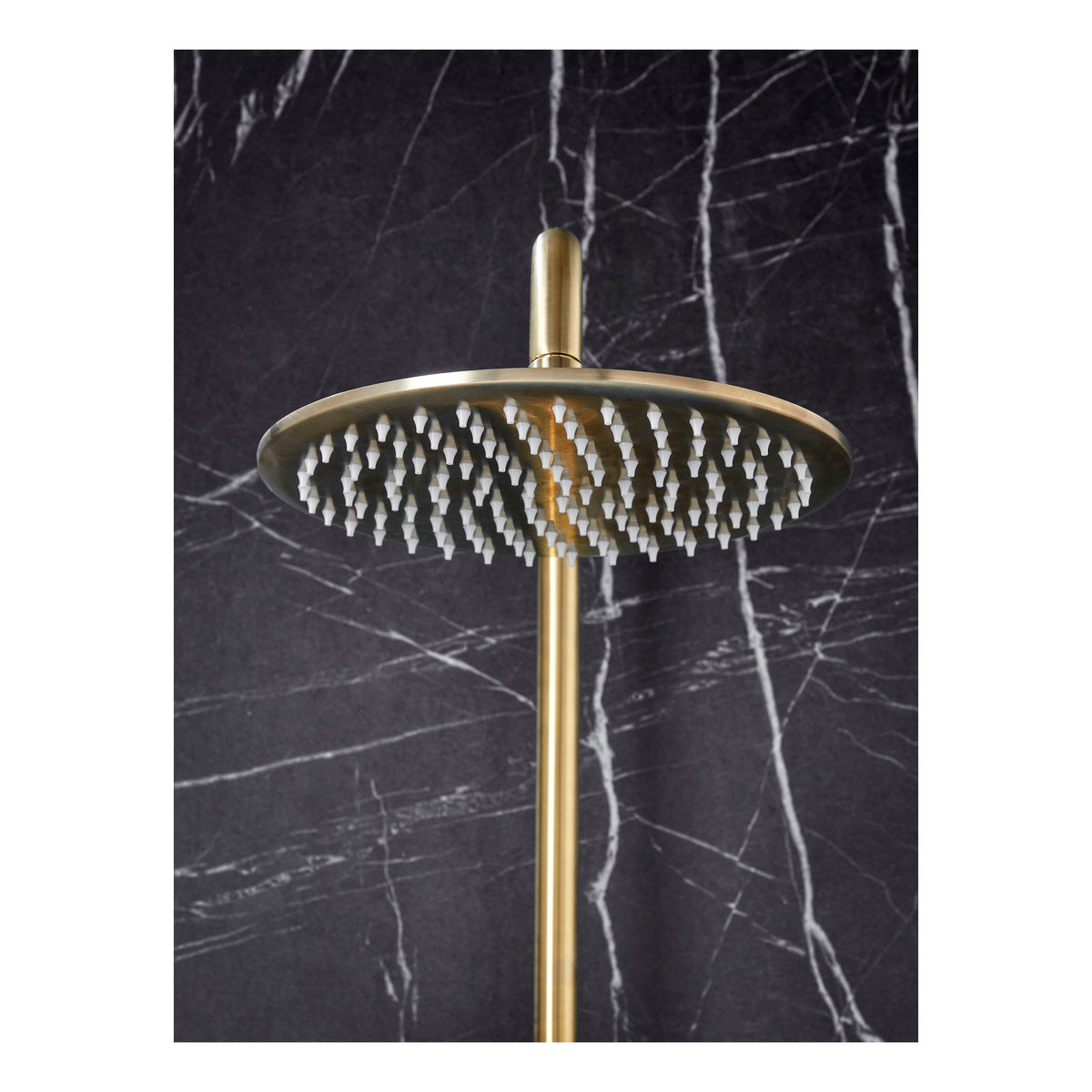 Scudo Core Round Rigid Riser Shower Kit, Brushed Brass - detail