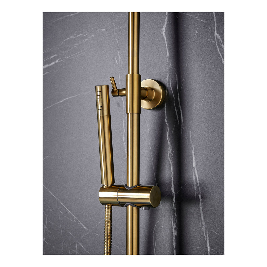 Scudo Core Round Rigid Riser Shower Kit, Brushed Brass - detail