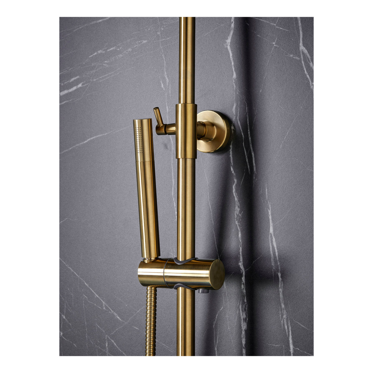 Scudo Core Round Rigid Riser Shower Kit, Brushed Brass - detail