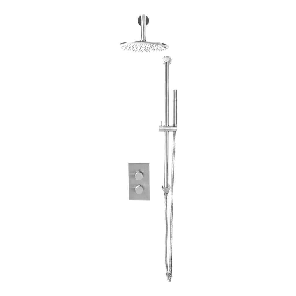 Scudo Core Round Handle With Head And Handset Riser Kit, Chrome