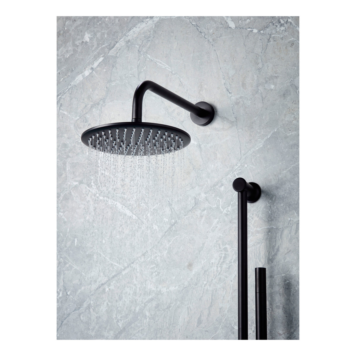 Scudo Core Round Handle With Head And Handset Riser Kit, Matt Black - detail
