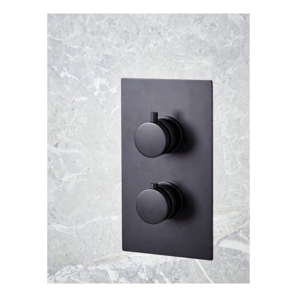 Scudo Core Round Handle With Head And Handset Riser Kit, Matt Black - detail