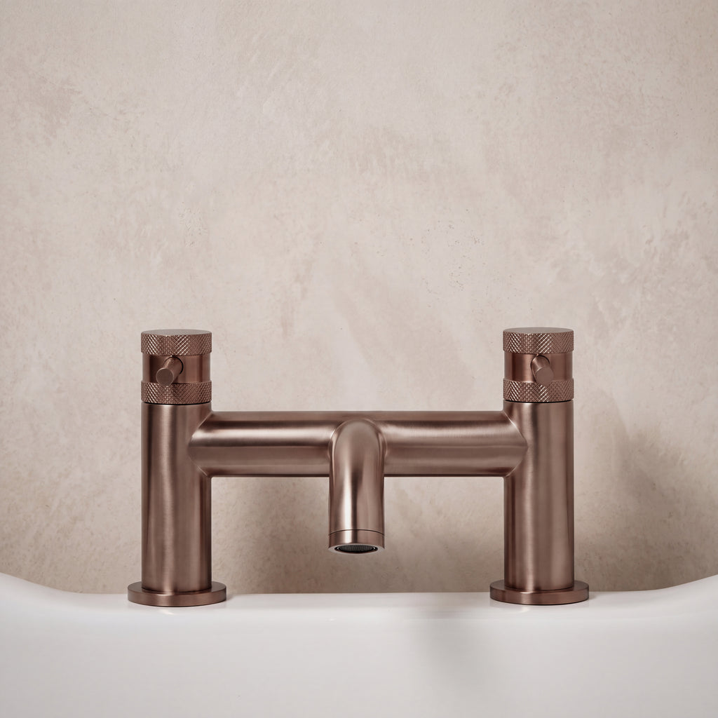 Scudo Core Bath Filler, Brushed Bronze in a bathroom setting