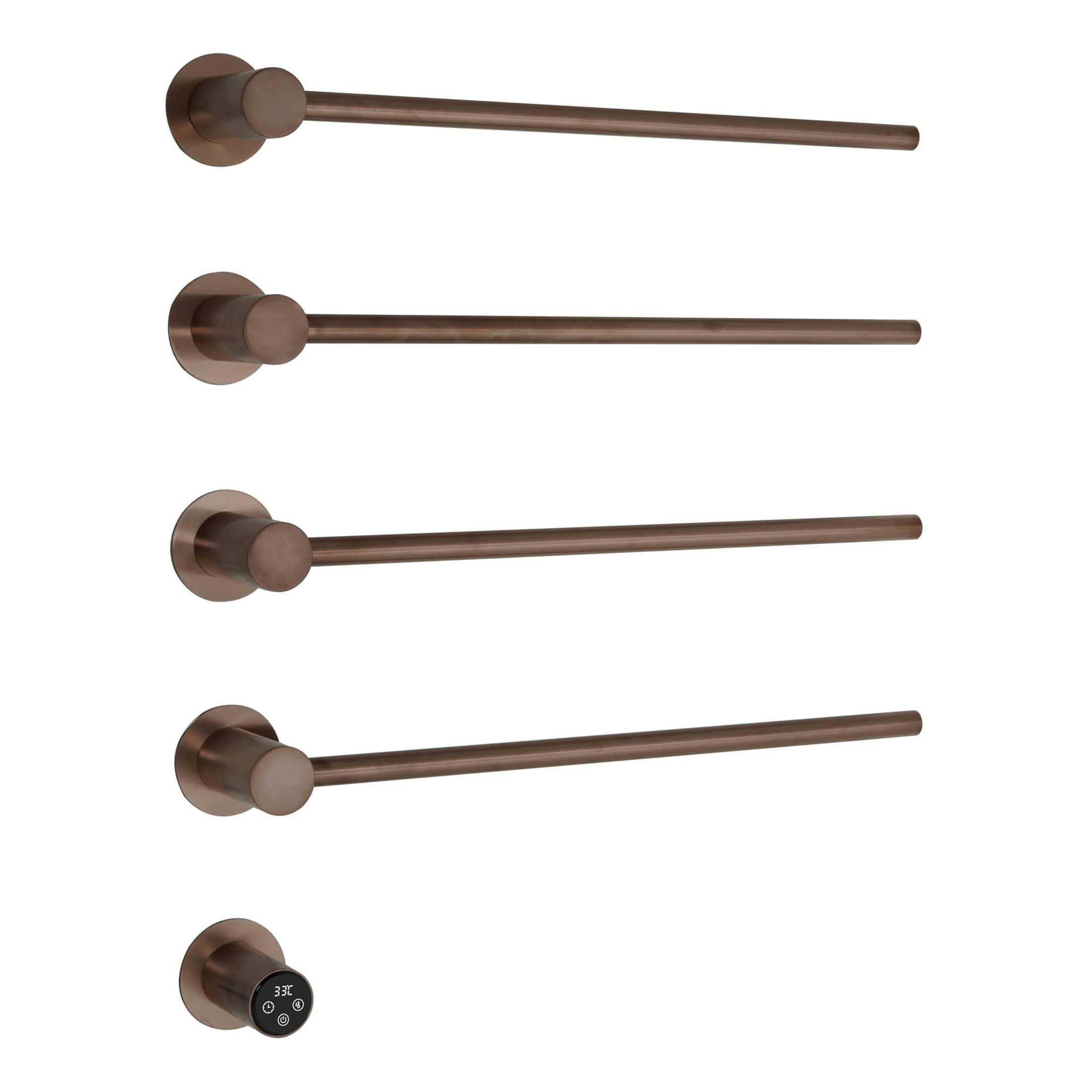 Sleek rose gold towel bars set for modern bathroom decor, offering durable and stylish storage solutions. Perfect for organising towels in contemporary bathrooms with elegant metallic finishes.
