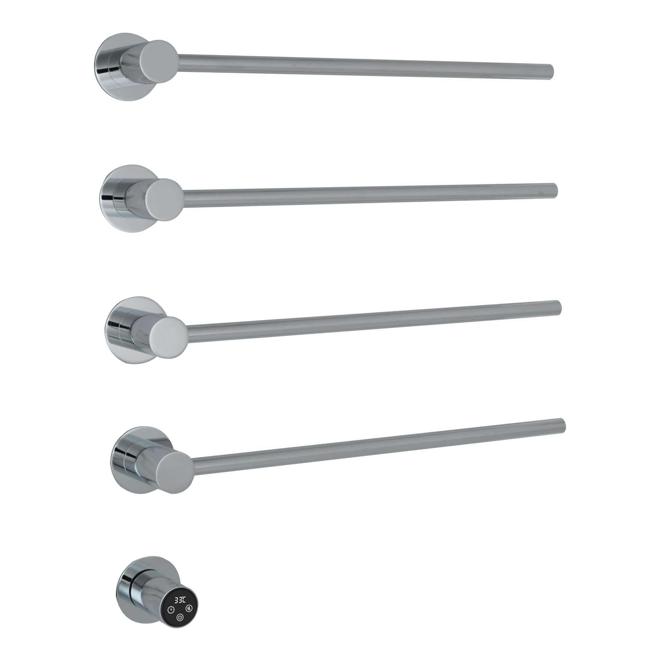 Silver bathroom towel bars with modern design, ideal for bathroom organisation and decor. Perfect for towel storage in contemporary bathrooms, enhancing functionality and style.