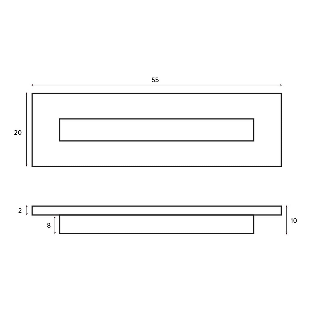 Scudo Rectangle Overflow Insert - technical drawing with dimensions