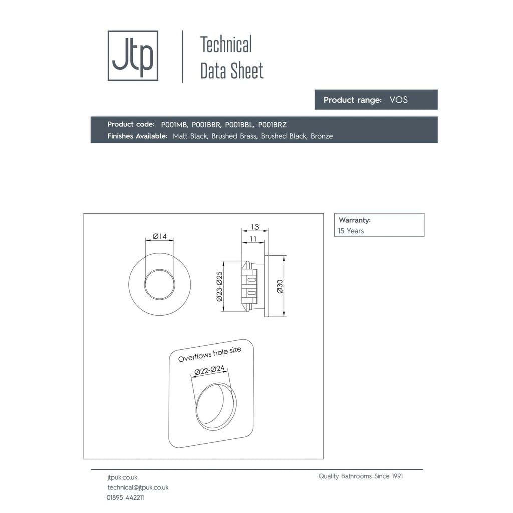 High-quality bathroom technical data sheet with detailed measurements and product specifications for Bubly Bathrooms VOS range.
