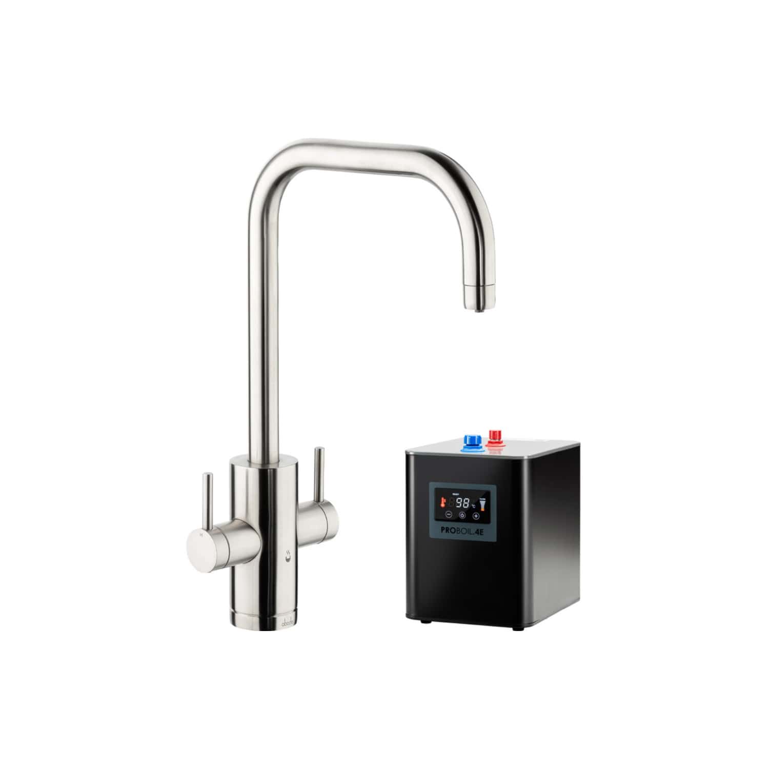 High-quality stainless steel kitchen tap with integrated digital water temperature controller, ideal for modern bathrooms and kitchens.