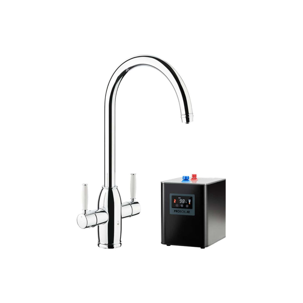 Chrome commercial boiling water tap with touch control and digital display, ideal for modern kitchens and bathrooms, providing instant hot water with energy efficiency.