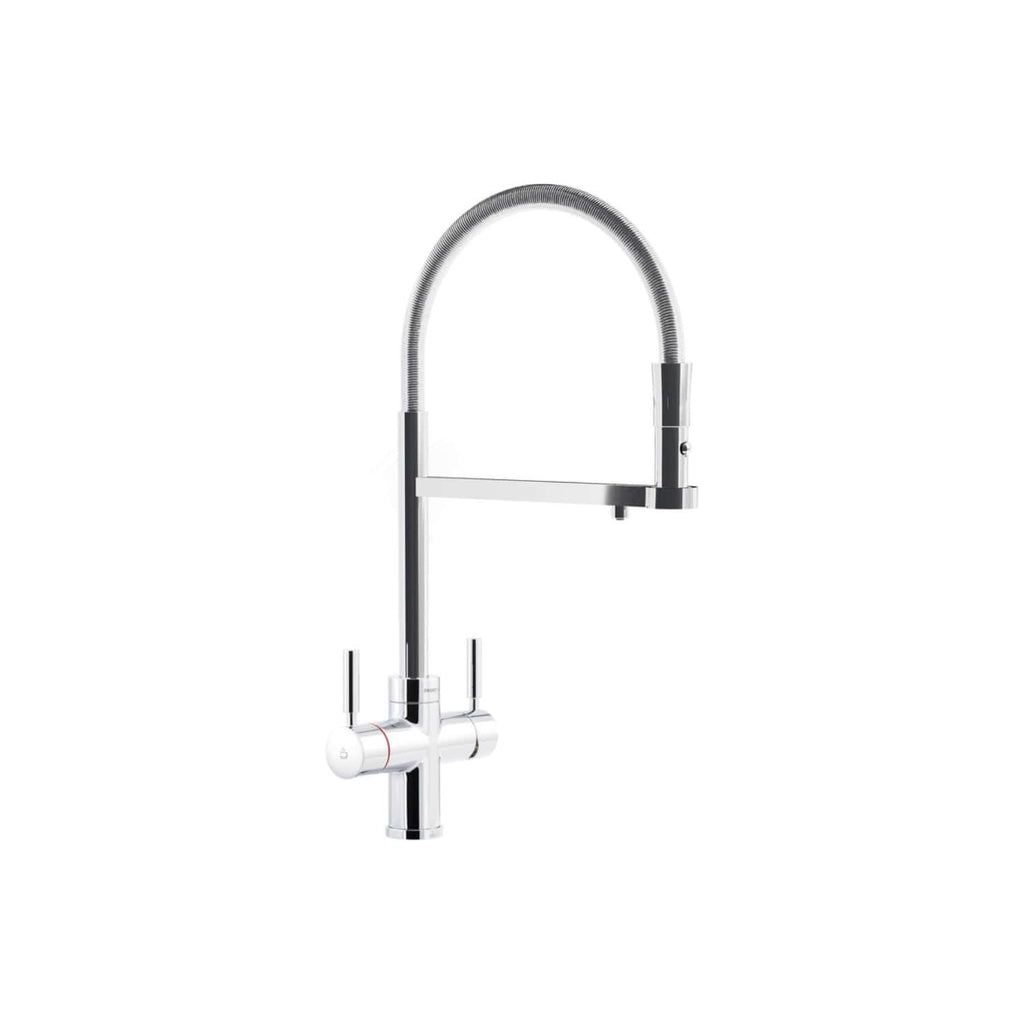Sleek chrome kitchen tap with flexible hose and modern design, ideal for contemporary and traditional kitchens, offering durability and easy control for washing and cleaning tasks.