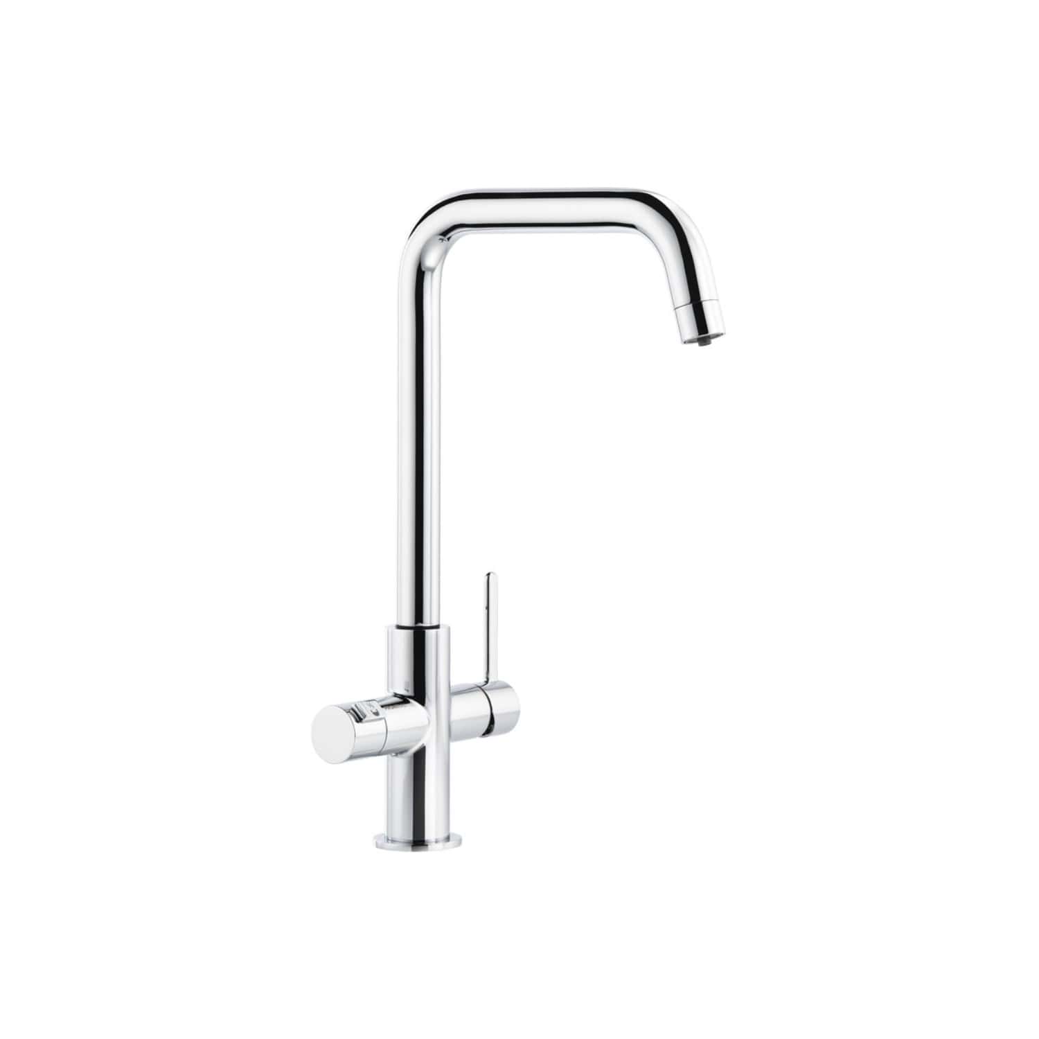 Sleek modern chrome kitchen tap with high-arc design and single lever for easy water control, ideal for contemporary bathrooms and kitchens. Perfect for stylish and functional bathroom renovation projects.