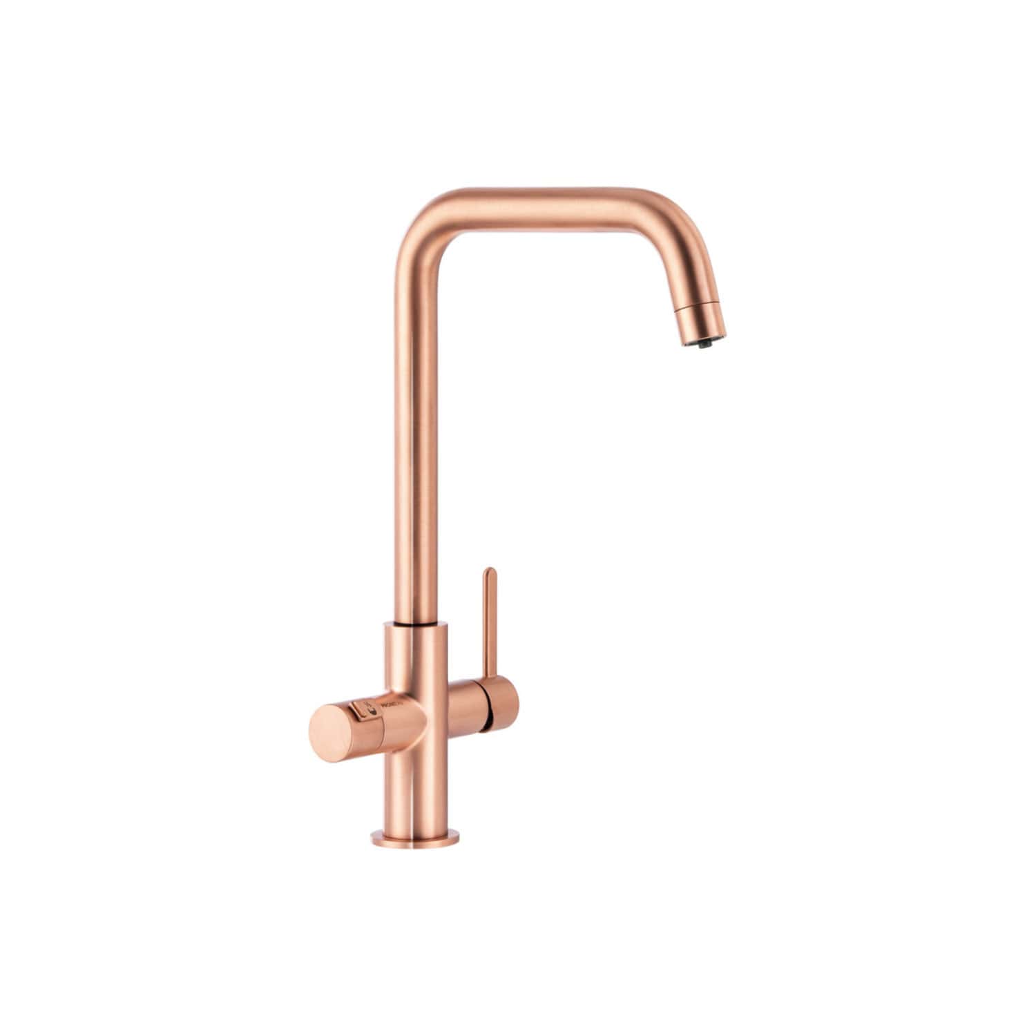 Sleek rose gold kitchen bathroom mixer tap with modern design, single lever, and high spout for stylish and functional plumbing fixtures.