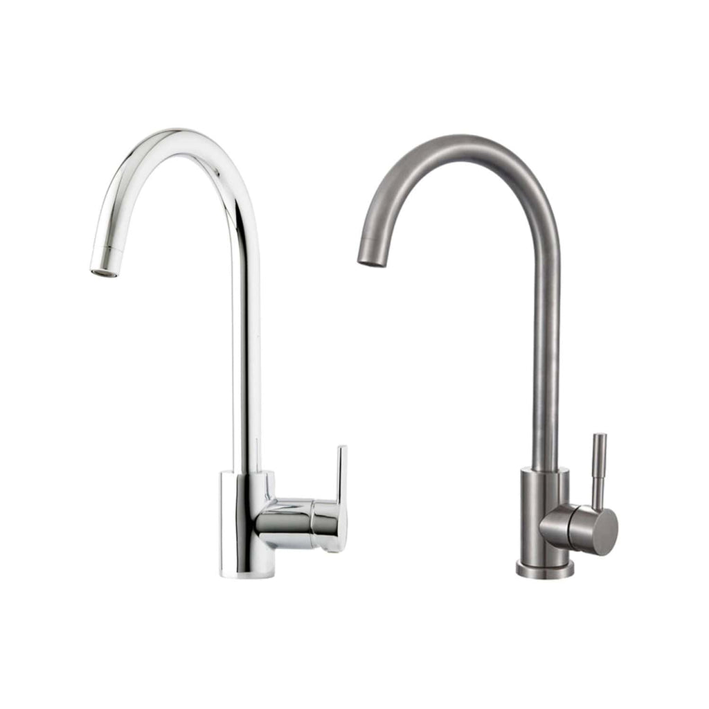 High-quality modern kitchen taps featuring sleek chrome and matte stainless steel finishes for stylish and durable bathroom and kitchen fixtures. Perfect for contemporary interiors.