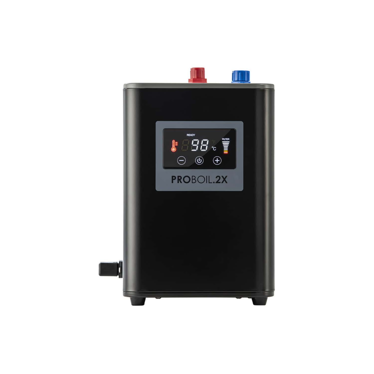 High-efficiency electric boiler with digital control panel, perfect for bathroom heating solutions and hot water supply, designed for modern bathroom renovations and installations.